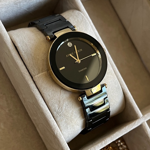 Anne Klein Black and Gold Timepiece - Picture 1 of 11